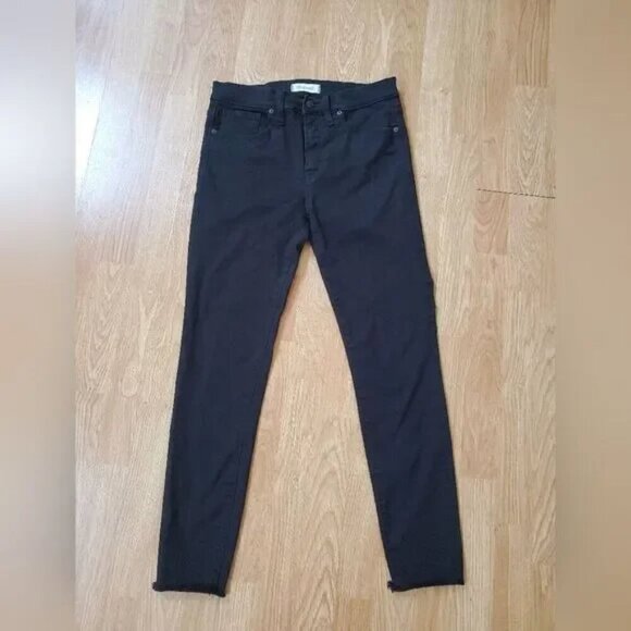 MADEWELL 9-inch High-Rise Raw Hem-Ankle Skinny Jeans - [Women Size 29x27, Black] - Picture 4 of 8